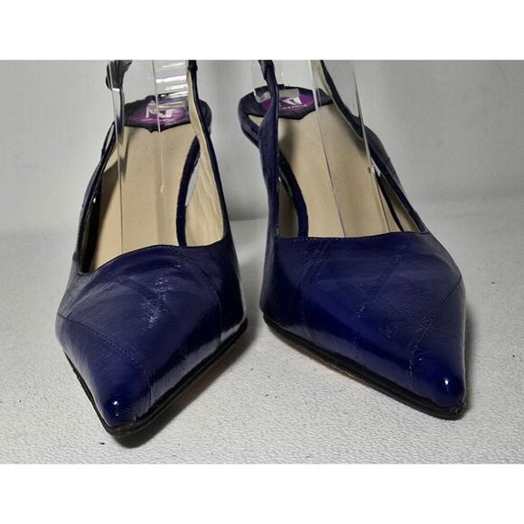 Faconnable Women’s Slingback Royal Blue Heeled Shoes Sz 6 N Made in Italy - Picture 3 of 9